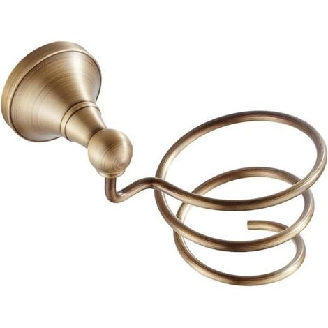 Spiral Hair Dryer Holder, Wall-Mounted Brass Hair Dryer Holder (1/4)