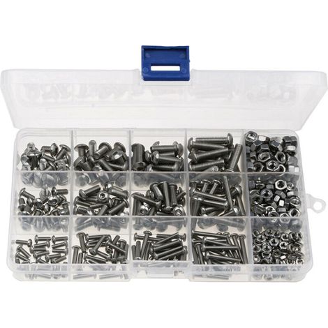 royaluxe -Lot de 440 écrous et boulons en acier inoxydable Assortiment M 3 M 4 M 5 Kit Portable (Noir) (1/4)