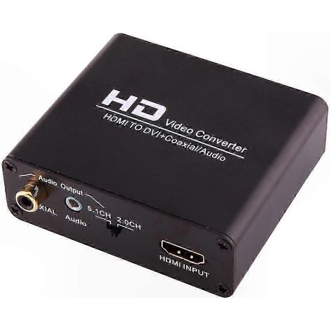 Convertisseur Vidéo HDMI vers DVI avec Sortie Audio Coaxiale et Jack 3,5mm, Prise Type EU, Compatible Multiprise Europe (1/3)