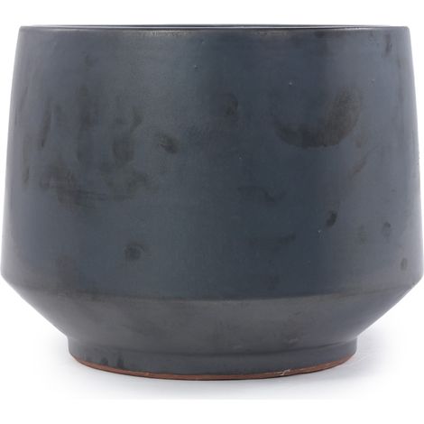 Ensemble de 3 pots en céramique mat noirs avec trous de drainage, tailles Ø 38/28/22 cm, pour intérieur et extérieur (1/5)