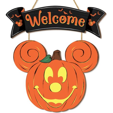 Souris d'Halloween - Panneau suspendu en forme de citrouille - Décoration de bienvenue, ornement en bois pour porte d'entrée, ambiance effrayante - Décoration mignonne pour la maison et les fêtes d'Ha