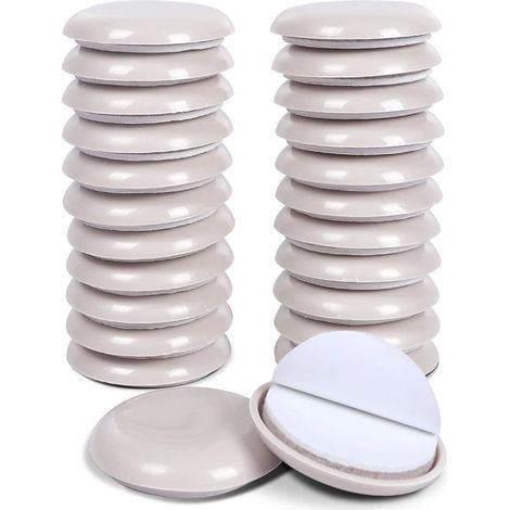 Lot de 24 patins de déménagement ronds auto-adhésifs de 2,5 cm (1 pouce) pour meubles et chaises (1/5)
