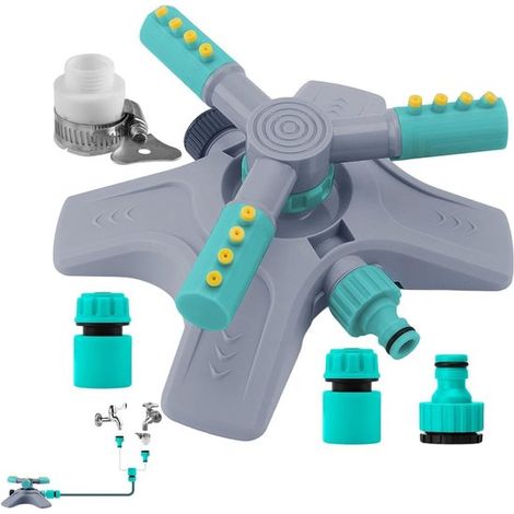 Aspersor para césped - Aspersor de riego - Cuidado del césped - Rotación de 360 grados - Alcance de 8 a 10 metros - Verde