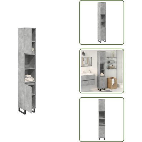 vidaXL Armoire de salle de bain gris béton 30x30x190 cm