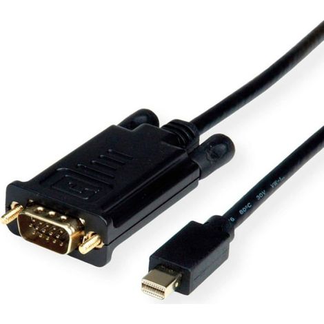 Commutateur tv - repartiteur tv - convertisseur tv Roline Cable Mini DisplayPort-VGA, Mini DP ST - VGA ST, noir, 1,5 m