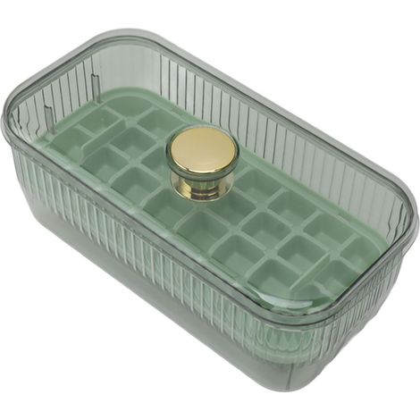 Bac à glaçons carré à démoulage facile, moule à glaçons avec couvercle compartiment à glaçons et pelle à glace, grande capacité, vert fruit, 1 couche (1/5)