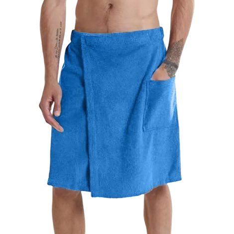 1 Serviette de bain, portable avec poche, tissu résistant, usage douche plage, pour homme (1/5)