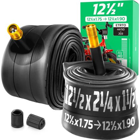 Chambre à air 12,5 pouces - Pour pneus de 12 1/2x1.75x2 1/4 à 12 1/2x1.90 - ETRTO 44-203 à 47-203 - Valve Schrader 35 mm - Lot de 2 (1/5)