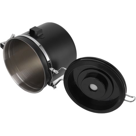 Bocal hermétique en acier inoxydable 1.2L, noir, avec valve unidirectionnelle pour conservation des grains de café et poudre, récipient de stockage étanche (1/5)