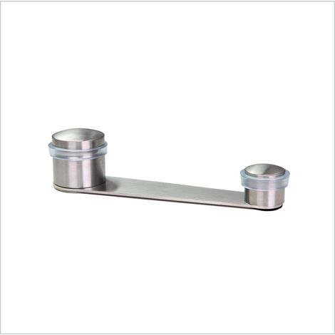 EVI Herrajes Fermaporta Fissaggio Adesivo o a Vite + Tassello con Fermo girevole Fermaporte per Porte fino a 70 mm Gomma transparente Acciaio Inoxe Finitura Opaca Mod. I-152T (1/5)