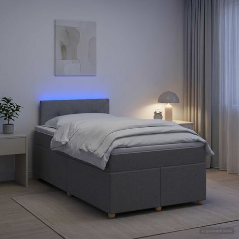 vidaXL Cama box spring con colchón Gris Claro 120 x 190 cm Tela (1/5)