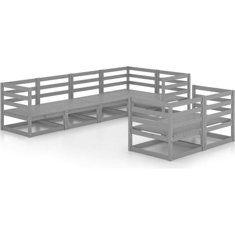 Maison Exclusive - Muebles de jardín 7 piezas gris madera de pino (1/5)