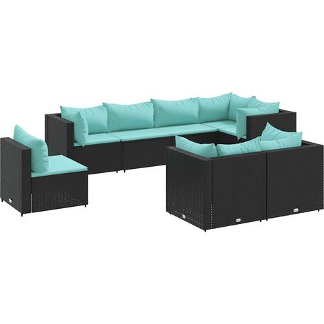Maison Exclusive - Set Mobili da Giardino con Cuscini 8 pz Nero in Polyrattan