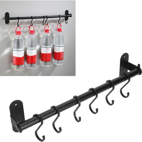 40 cm Wandmontiertes Topfregal aus Aluminium mit 6 Haken, Deckelhalter mit Bohrbefestigung, Oberfläche (1/5)