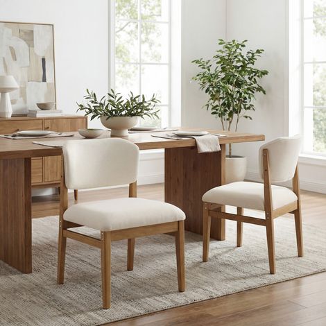 Wahson Chaise Salle à Manger Bois en Chenille, Lot de 2 Chaises de Cuisine avec Dossier Incurvé Chaise Salon Scandinave, pour Cuisine et Chambre, Marron (1/5)