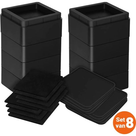 Set de rehausseurs de meubles – 7,6 et 15,2 cm – 567 kg – Noir – Réglables (1/5)