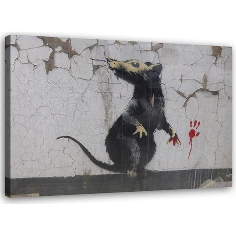 Tableau sur toile Banksy Street Art Rat 90x60 (1/5)