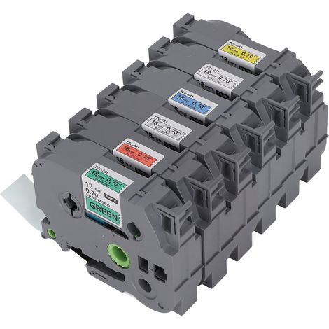Ruban pour étiqueteuse, largeur 18 mm, longueur 8 m, recharges pour étiqueteuses TZe 141, TZe 241, TZe 541 et TZe 641, 6 couleurs.