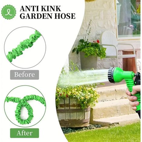Tubo da giardino estensibile da 15 m, tubo da giardino estensibile, tubo flessibile per l'acqua con 7 modalità di spruzzo, leggero e facile da riporre per irrigazione, giardino, irrigazione, pulizia (1/4)