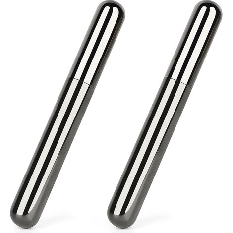 Estuche tubular para puros de 55 años o menos (paquete de 2), portátil, de acero inoxidable, con un solo soporte para viaje (negro) (1/5)