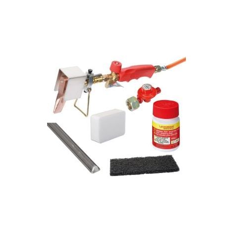 ROTHENBERGER Industrial Kit de soudure pour gouttières avec régulateur de propane constant Rolot eau de soudure pierre de salmiac et Rovlies - 1500004466