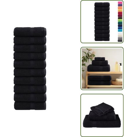 Serviette d'entraînement - vidaXL Serviettes d'invité de qualité supérieure SOLUND 10 pcs noir - Serviette de cuisine