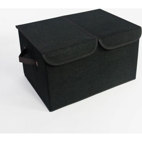 Large storage cubes (set of 4) linen storage baskets with folding lids, handles and removable dividers for home, office, nursery and closet. (1/5)