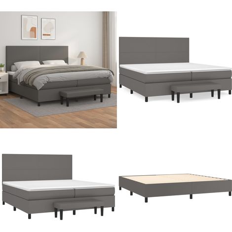 Boxspringbett mit Matratze Grau 200x200 cm Kunstleder - Boxspringbett - Betten - Doppelbett - Luxusbett - Kunstlederbett - Home & Living (1/5)