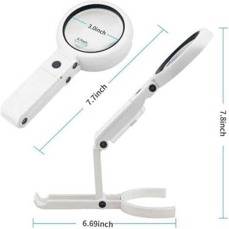 Loupe de bijouterie, grossissement 5x/11x, 8 lumières LED, support pliable, loupe de bureau, convient pour les bijoux, les insectes, les journaux, la réparation de montres et autres applications. (1/3)