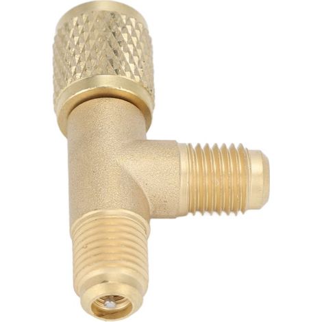 Schnell-T-Stück mit 1/4"-SAE-Messingventileinsatz, robuste Konstruktion für R22, R12 und R134 (1/5)