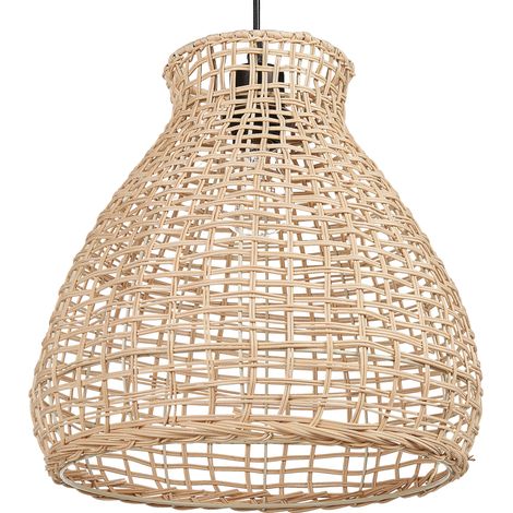 Lámpara de techo de ratán beige natural 127 cm colgante hecho a mano boho Sakeni (1/5)