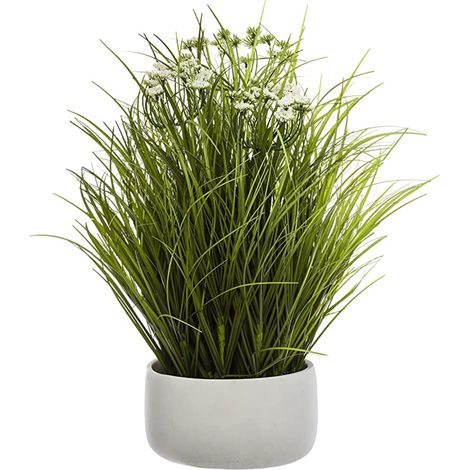 Erba selvatica artificiale in vaso di cemento H40cm - Atmosphera créateur d'intérieur (1/4)