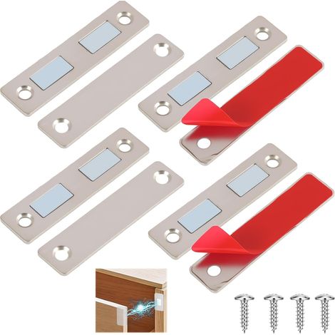 Lot de 4 Aimant Porte Placard, Ultra-Fins pour Meubles, Fermeture Magnétique Puissante pour Portes et Tiroirs, Bouton Poussoir Meuble, Push to Open, Fermeture Porte Placard, Installation Facile (1/5)
