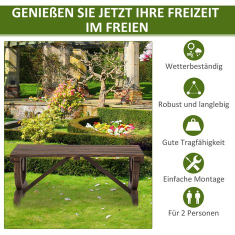 Banc de jardin en bois résistant aux intempéries 98 x 50 x 39,5 cm, siège rustique pour mobilier d'extérieur, durable et élégant (1/5)