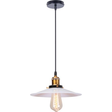 Suspension Luminaire Rétro Lustre En Fer En Métal Plafonnier D'Intérieur Vintage Pour Salle À Manger, Chambre À Coucher, Blanc 26CM (1/5)