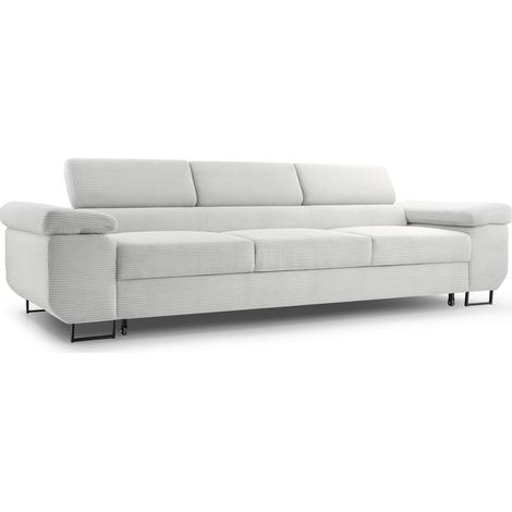 Selsey CAPURSO– Canapé convertible 3 places – velours côtelé– beige clair