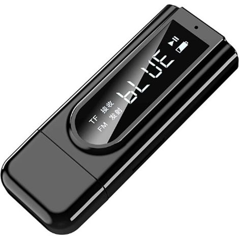 Transmisor y receptor FM estéreo 5.0 con pantalla LCD y ranura para tarjeta TF, adaptador de audio auxiliar inalámbrico, unidad flash USB. (1/2)