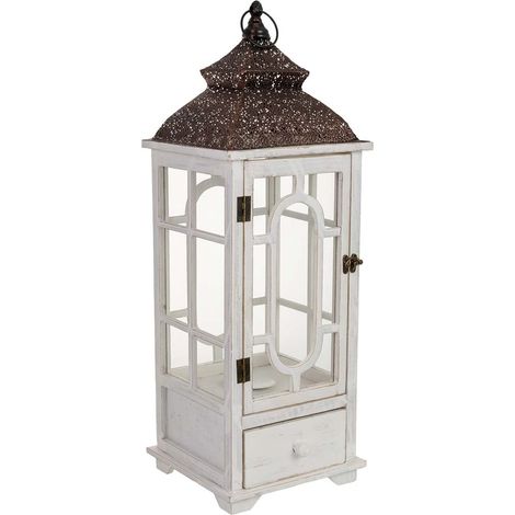Farol de madera 24x24x70h cm