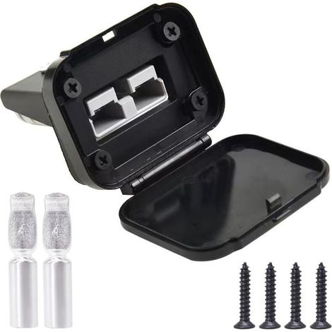 Anderson Connecteur 120 A, base de panneau mâle compatible avec fiche Anderson, pour voiture, camping-car, caravane, moto, bateau (noir) (1/5)