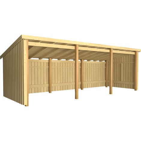 Plus Gartenhaus Nordic Multi 619 x 208 cm natur offen mit Dachpappe (1/3)