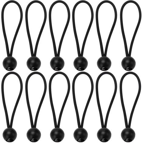 12 Pieces Tarpaulin Tensioners with Ball, Cable Ties, Elastic Tensioner, Rubber Tensioner for Tarpaulin Support, Banner, Curtains Extension Harness, 15cm (1/5)