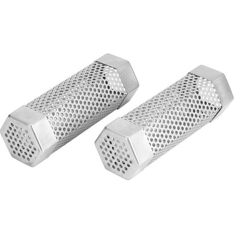 2 Pièces Tube de fumeur, Acier 304, Maille pour granulés, Accessoire barbecue, Hexagonal ou Trilatéral