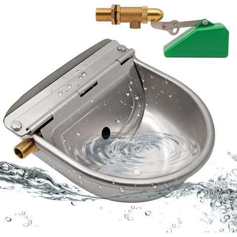 Abreuvoir Automatique en Acier Inoxydable avec Flotteur de Valve en Laiton 2 Pièces et Bouchon de Vidange, Abreuvoir pour Bétail, Chien, Chèvre, Cochon (1/5)