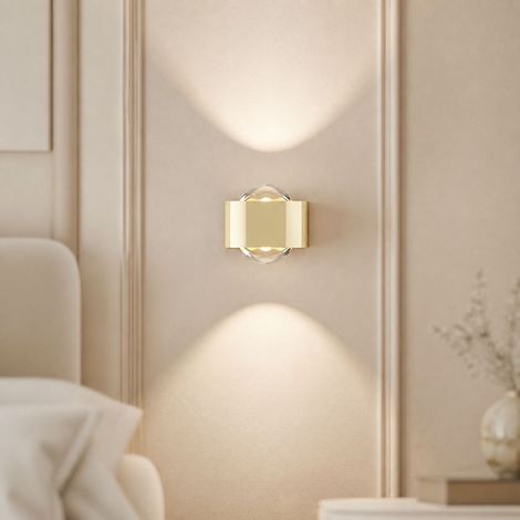 Applique murale design crème, finition laquée effet céramique, lentille cristal, éclairage haut/bas pour ambiance douce, déco salon chambre (1/5)