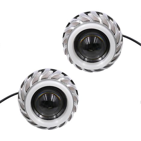 2x Phare avant de moto 12v avec lentille de projecteur et phare LED yeux d'ange et de démon 30w 1200lm 20( )