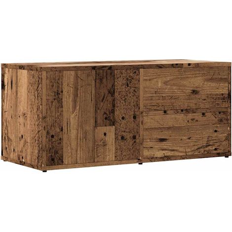 Meuble TV Banc TV Armoire TV vieux bois 80x34x35,5 cm bois d'ingénierie (1/5)