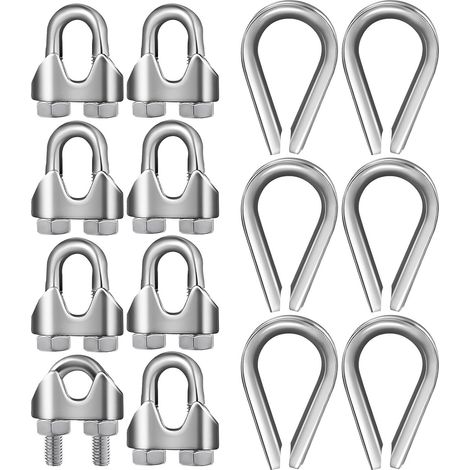 Lot de 14 Pièces Clips Câbles Étrier en Acier Inoxydable M8 pour Usage Intensif, Faciles à Utiliser, pour Usage Industriel et Domestique (1/5)