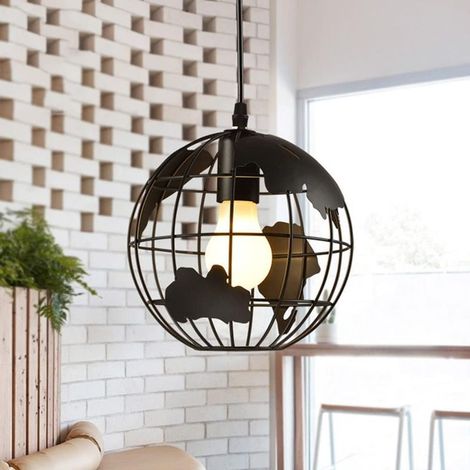 Suspensions Luminaire Design pour Salon, Chambre et Salle à Manger en Métal Noir, Luminaire Plafonnier Industriel, Abat Jour Plafond à Douille E27 (1/5)