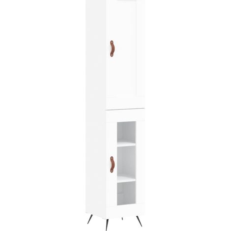 Aparador cómoda cómoda armario mueble organizador cocina salón salón alto 34,5 x 34 x 180 cm madera contrachapada blanco 020032391