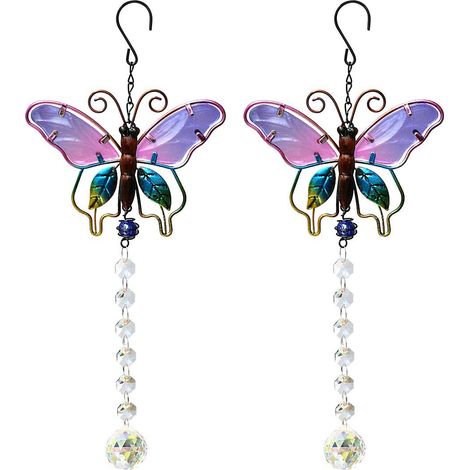 Lot de 2 attrape-soleil papillon lumineux - Papillon violet (1/5)